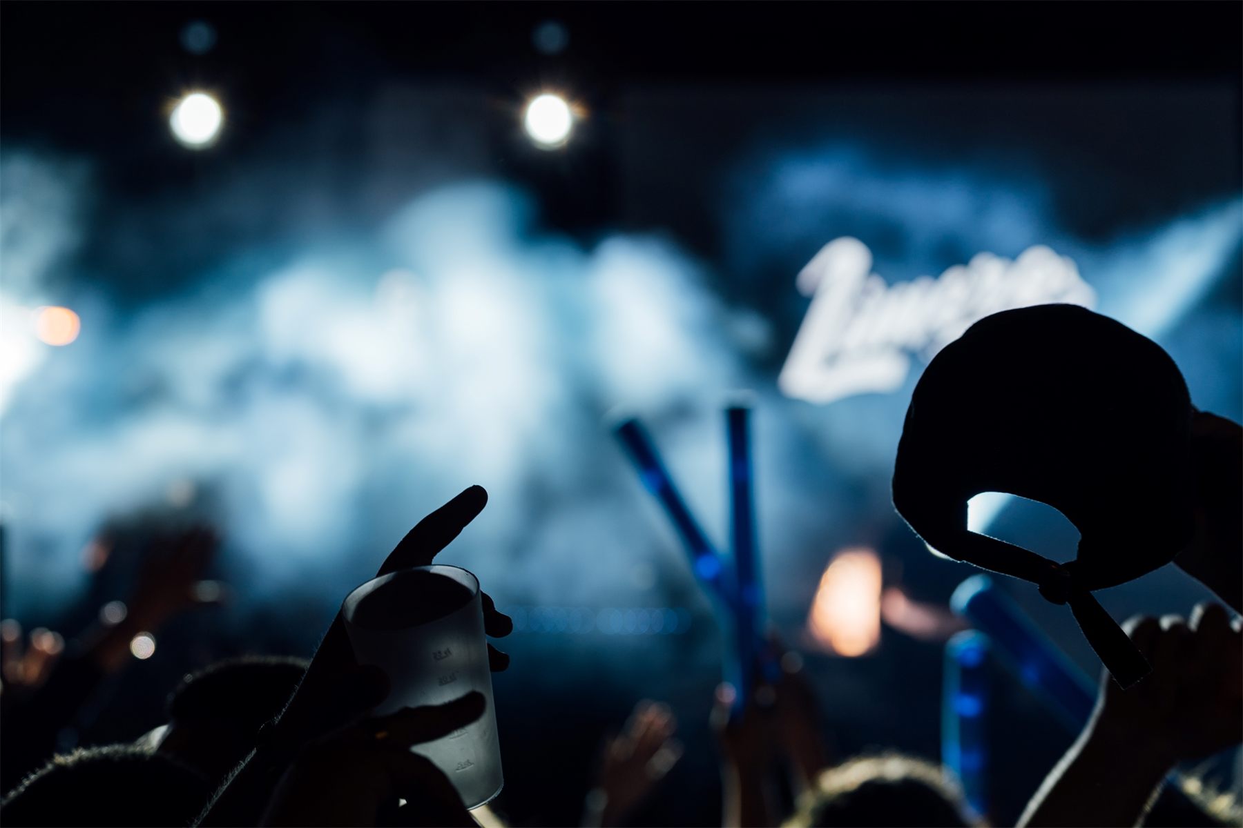 Foule éclairée lors d'un concert