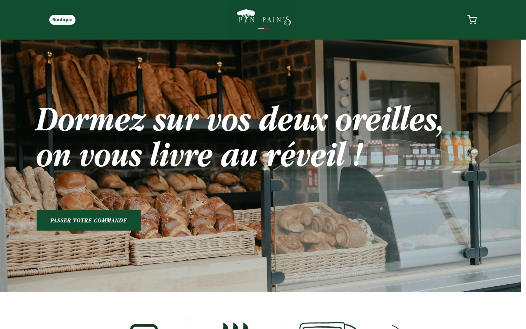 Page d'accueil du site de la boulangerie Pin Pain's